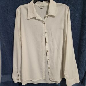 Orvis Linen Off-White Button Down Shirt Size Large